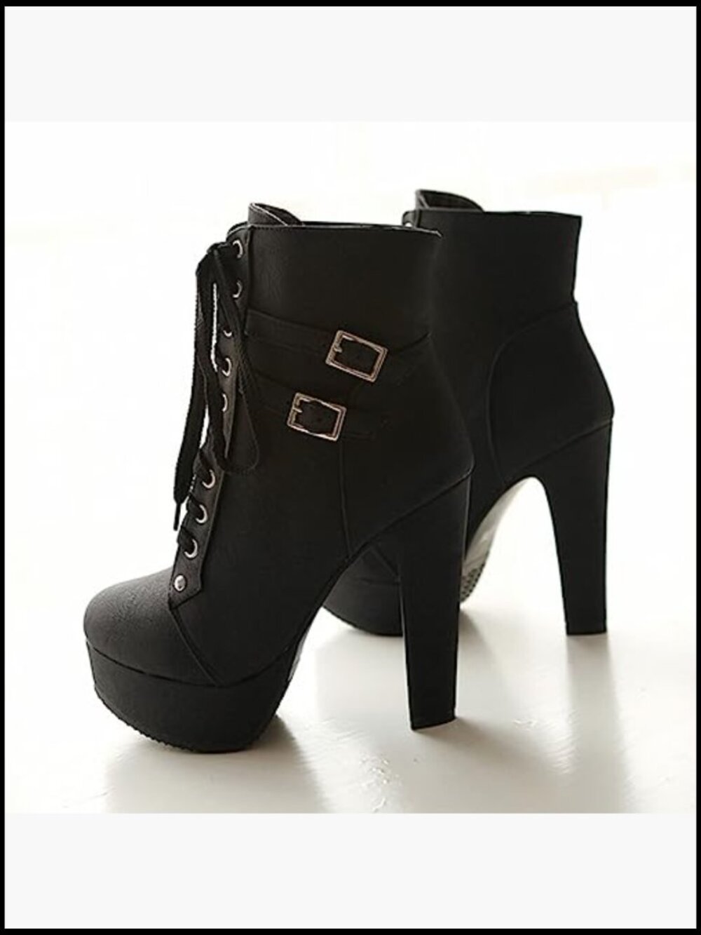 Chunky Heel Platform Lace Up Biker Boots Y2K Retro Combat Ankle Booties - Picture 3 of 7